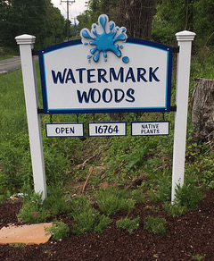 Watermark Woods road sign