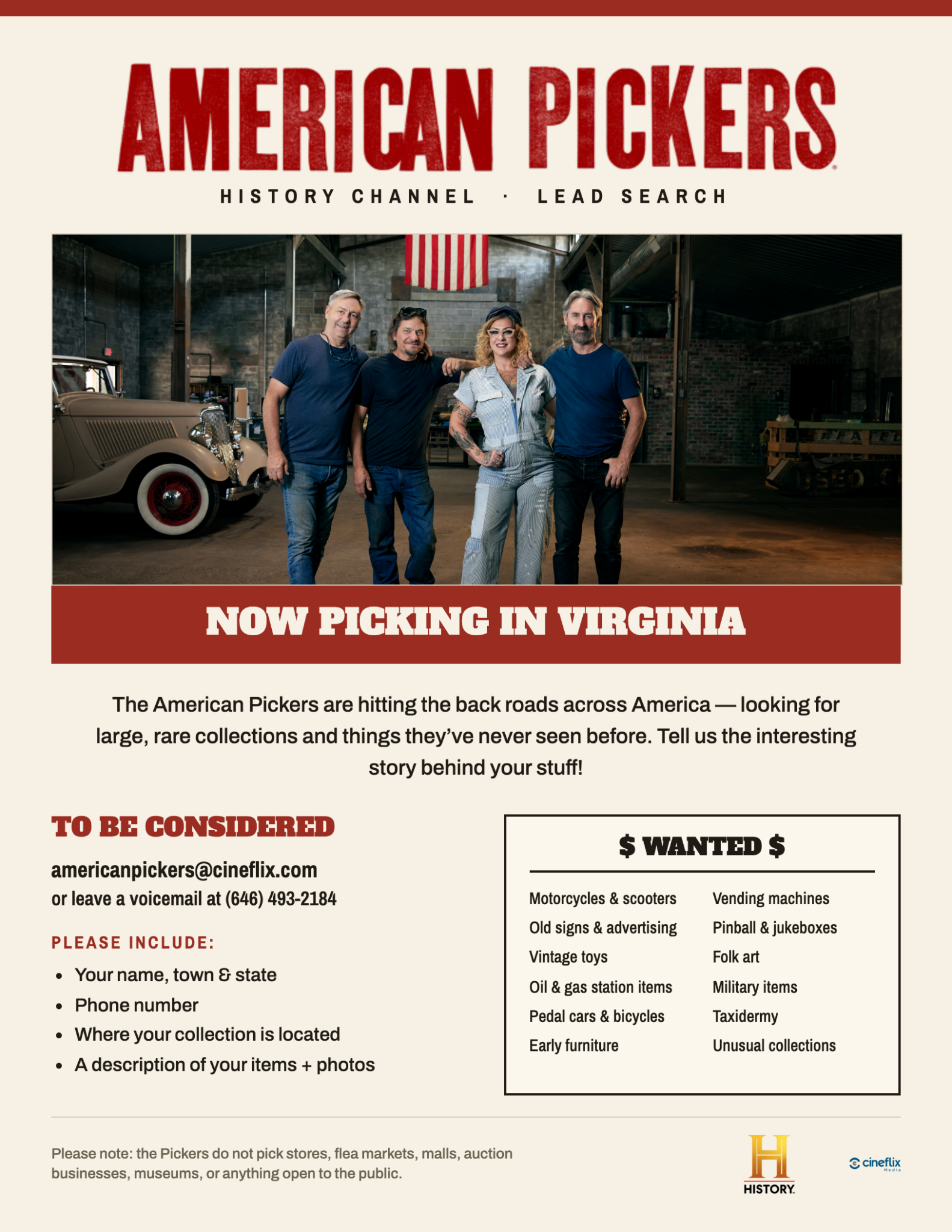 American Pickers Coming to North Carolina, South Carolina, and Virginia  THIS NOVEMBER!!